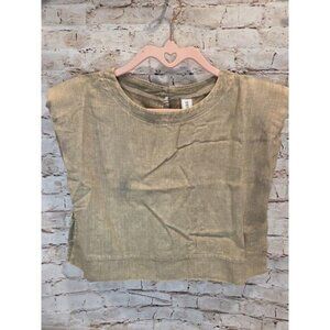 Zenana Womens Crop Top Shoulder Pads Size Small Sleeveless Open Sides Brown NWoT